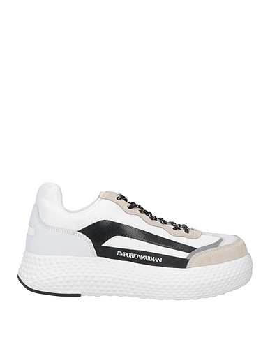 EMPORIO ARMANI Sneakers Grey Soft Leather, Textile fibers