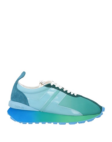LANVIN Sneakers Sky blue Leather, Textile fibres