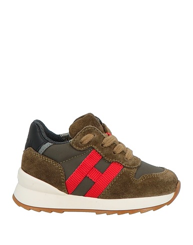 HOGAN Sneakers JUNIOR Military green Soft Leather, Textile fibres