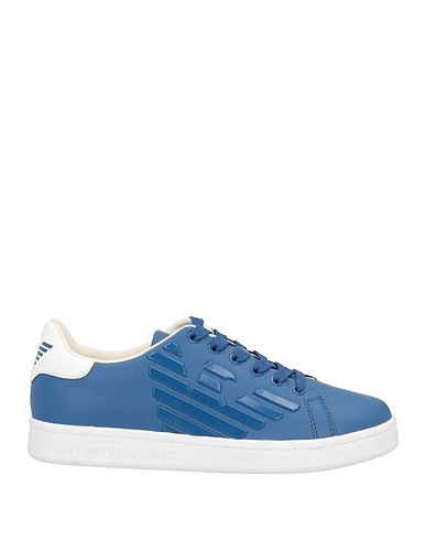 EA7 Sneakers Navy blue Reclaimed leather, Rubber