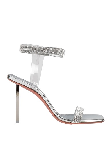AMINA MUADDI Sandals Silver Soft Leather, PVC - Polyvinyl chloride