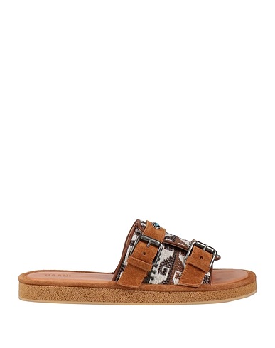 HAANI Sandals Camel Leather, Textile fibres