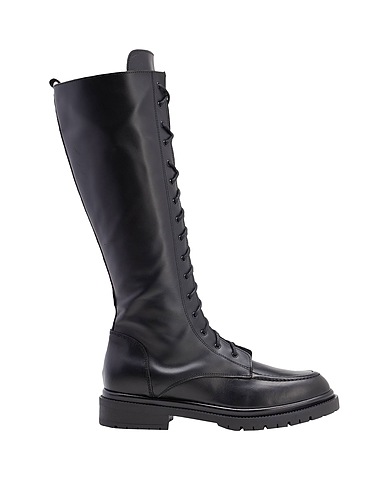 8 by YOOX Сапоги LEATHER LACE UP TALL BOOTS
 Чёрный 100% Телячья кожа