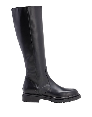 8 by YOOX Boots LEATHER ROUND-TOE HIGH BOOTS
 Black 100% Calfskin