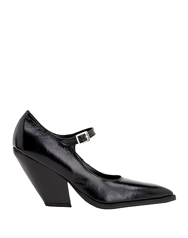 8 by YOOX Court LEATHER WESTERN MARY JANE PUMPS
 Black 100% Calfskin