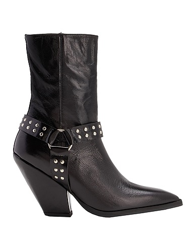 8 By YOOX LEATHER WESTERN ANKLE BOOTS HARNESS DETAIL | Black Women‘s ...