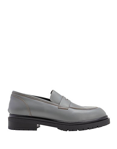 8 by YOOX Loafers LEATHER ROUND-TOE PENNY LOAFER
 Grey 100% Calfskin