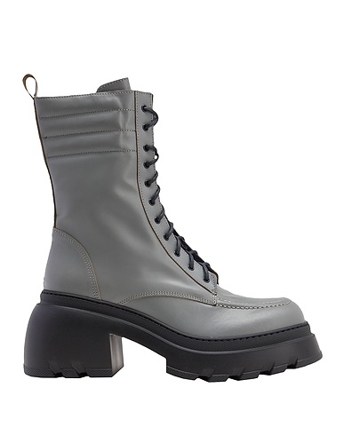 8 by YOOX Ankle boot LEATHER CHUNKY COMBAT ANKLE BOOTS
 Grey 100% Calfskin