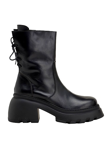 8 by YOOX Ankle boot LEATHER ANKLE BOOTS STRING DETAIL
 Black 100% Calfskin