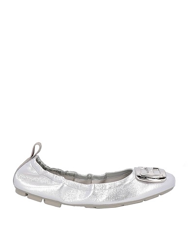 HOGAN Ballet flats Silver Soft Leather