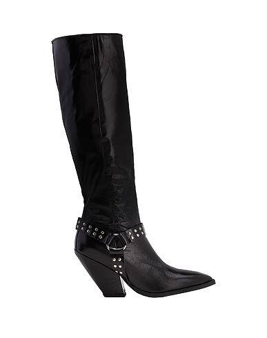 8 by YOOX Boots LEATHER WESTERN ANKLE BOOTS HARNESS DETAIL
 Black 100% Calfskin