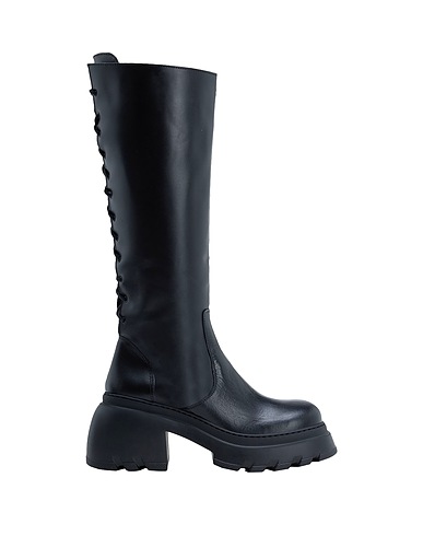 8 by YOOX Boots LEATHER HIGH BOOTS STRING DETAIL
 Black 100% Calfskin