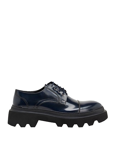 8 by YOOX レースアップシューズ POLISHED LEATHER LACE-UP
 ミッドナイトブルー 牛革（カーフ） 100%