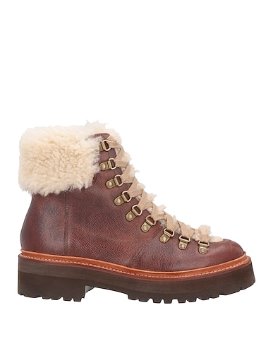 GRENSON Ankle boot Dark brown Leather, Shearling