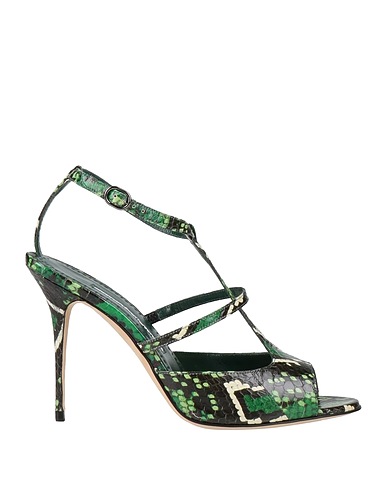 MANOLO BLAHNIK Sandals Green Soft Leather