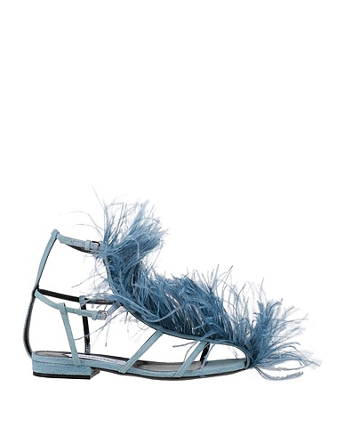 AREA x SERGIO ROSSI Sandals Pastel blue Textile fibres, Leather