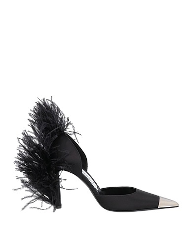 AREA x SERGIO ROSSI Court Black Leather, Textile fibres