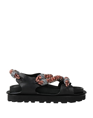 JIL SANDER Sandals Black Cowhide, Textile fibers
