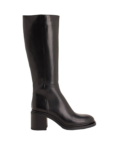 8 by YOOX Boots LEATHER MID-HEEL BOOT
 Black 100% Calfskin