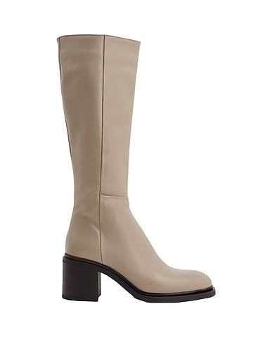 8 by YOOX Stivali LEATHER MID-HEEL BOOT
 Grigio chiaro 100% Pelle di vitello