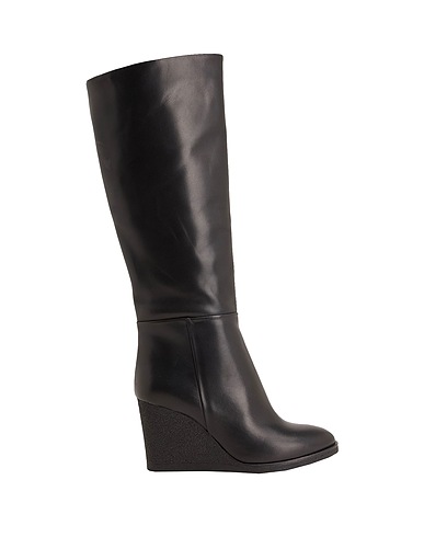 8 by YOOX Boots LEATHER ROUND-TOE PLATFORM BOOT
 Black 100% Calfskin