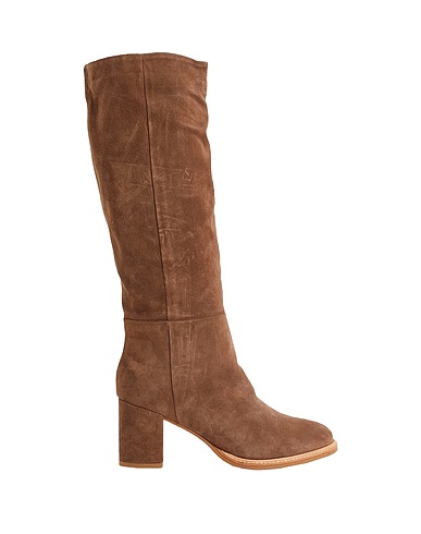 8 by YOOX Boots SPLIT LEATHER MID-HEEL BOOT
 Taupe 100% Calfskin