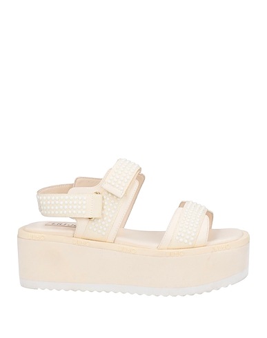 LIU •JO Sandals Cream Soft Leather, Textile fibers