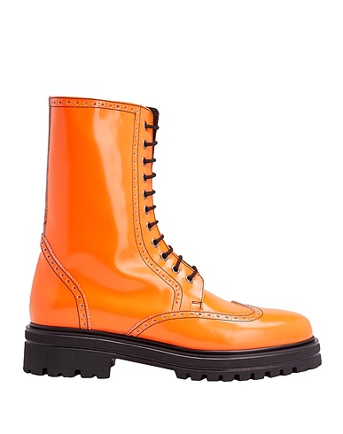 8 by YOOX Ankle boot POLISHED LEATHER HIGH BOOTS
 Orange 100% Calfskin