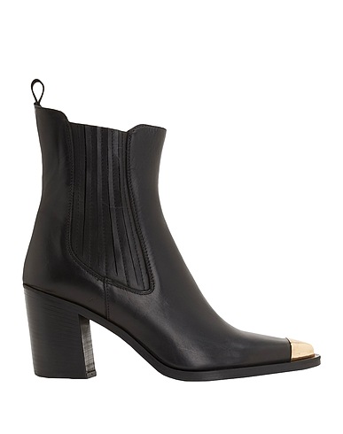 8 by YOOX Ankle boot LEATHER METAL-POINTY WESTERN ANKLE BOOTS
 Black 100% Calfskin
