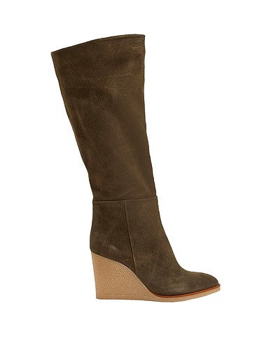 8 by YOOX Boots SPLIT LEATHER ROUND-TOE PLATFORM BOOT
 Military green 100% Calfskin