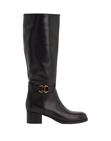 8 by YOOX Stivali LEATHER EMBELLISHED SQUARE-TOE HIGH BOOT
 Nero 100% Pelle di vitello