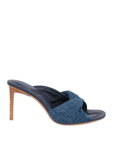 JACQUEMUS Sandals Blue Textile fibers, Soft Leather