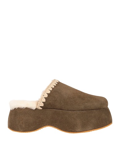 MOU Mules and clogs Khaki 100% Shearling, Wool