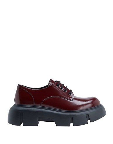 8 by YOOX Laced shoes POLISHED CHUNKY LACE-UP
 Burgundy 100% Calfskin