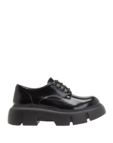 8 by YOOX レースアップシューズ POLISHED CHUNKY LACE-UP
 ブラック 牛革（カーフ） 100%