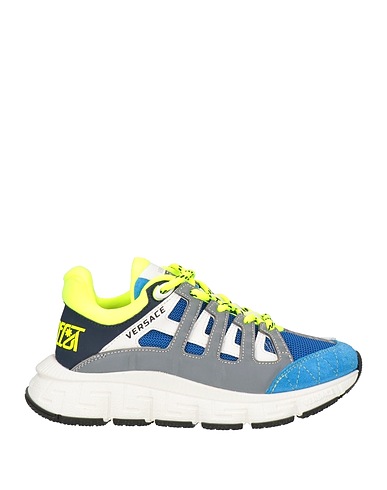 VERSACE YOUNG Sneakers Azure Textile fibres, Calfskin