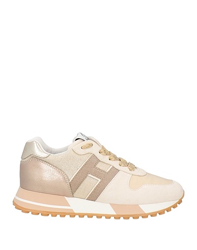 HOGAN Sneakers Beige Soft Leather, Textile fibres