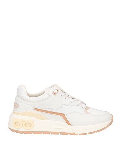 FERRAGAMO Sneakers White Calfskin, Textile fibres