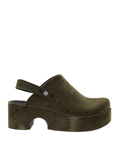 XOCOI Mules and clogs Dark green Textile fibres