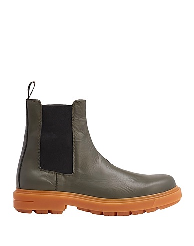 8 by YOOX Stiefelette RUBBER LEATHER CHELSEA BOOT
 Dunkelgrün 100% Kalbsleder
