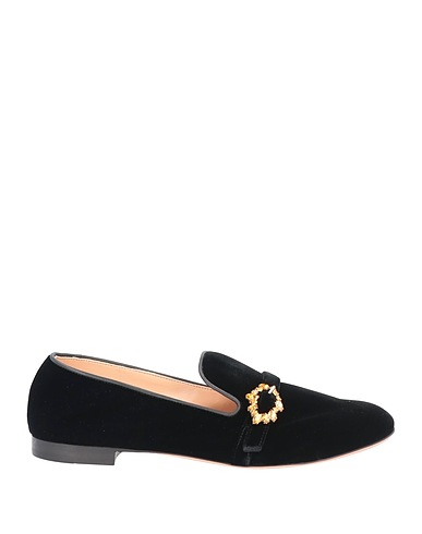 GIANVITO ROSSI Loafers Black Textile fibers, Soft Leather