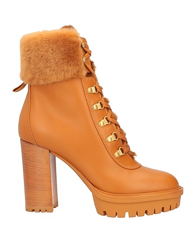 GIANVITO ROSSI Ankle boot Tan Leather, Shearling