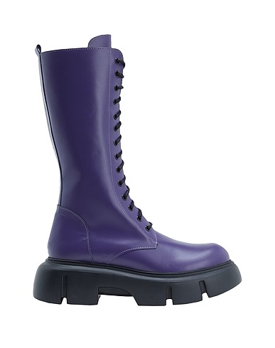 8 by YOOX Boots GRAIN LEATHER HIGH COMBAT ANKLE BOOTS

 Dark purple 100% Calfskin