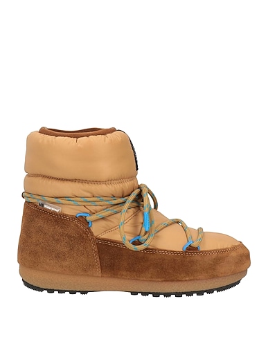 MOON BOOT Ankle boot Camel Leather, Textile fibers