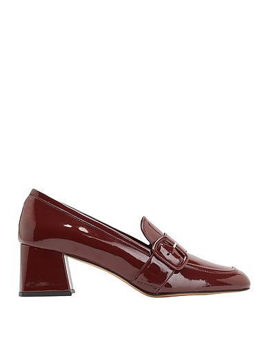 8 by YOOX Loafers PATENT HEELED LOAFER
 Burgundy 60% Polyurethane, 30% Polyester, 10% Cotton