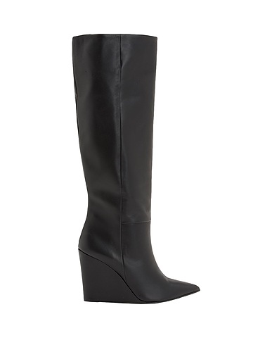 8 by YOOX Boots LEATHER POINTED-TOE PLATFORM BOOTS
 Black 100% Ovine leather