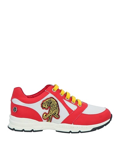 PHILIPP PLEIN Sneakers Red Textile fibres, Leather