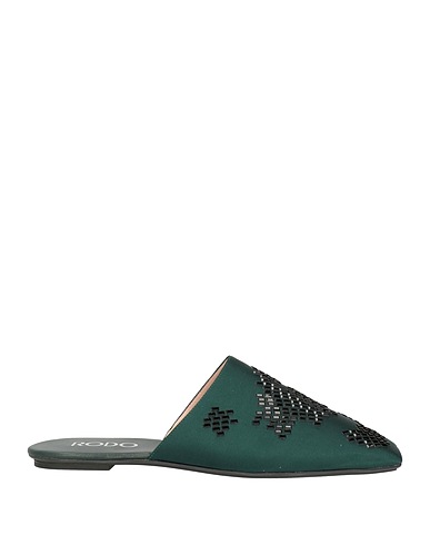RODO Mules and clogs Dark green Textile fibres