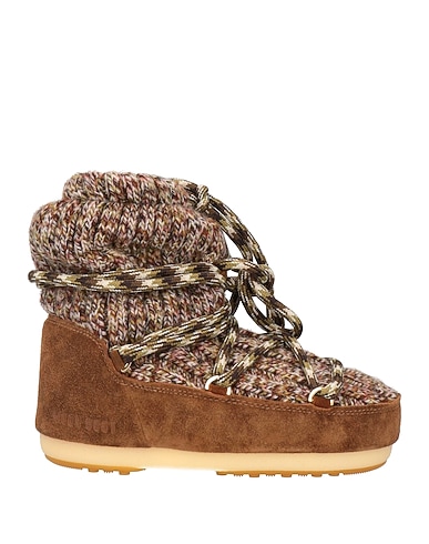 MOON BOOT Ankle boot Khaki Leather, Textile fibres