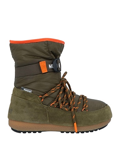 MOON BOOT Ankle boot Military green Leather, Textile fibres